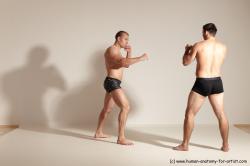 Underwear Fighting Man - Man White Moving poses Muscular Short Brown Dynamic poses Academic